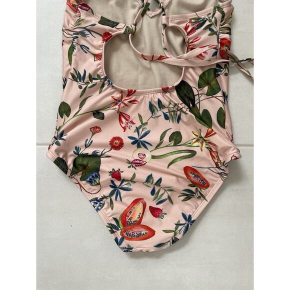 Free Press Swim One Piece Swimsuit Floral Print Plunge Swimwear - Picture 8 of 9